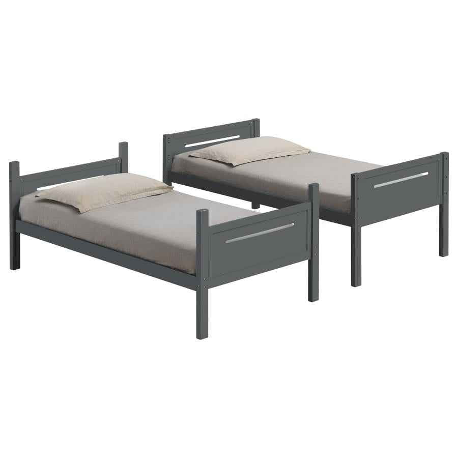 Littleton Wood Twin Over Twin Bunk Bed Grey - Home & Sleep Outlet