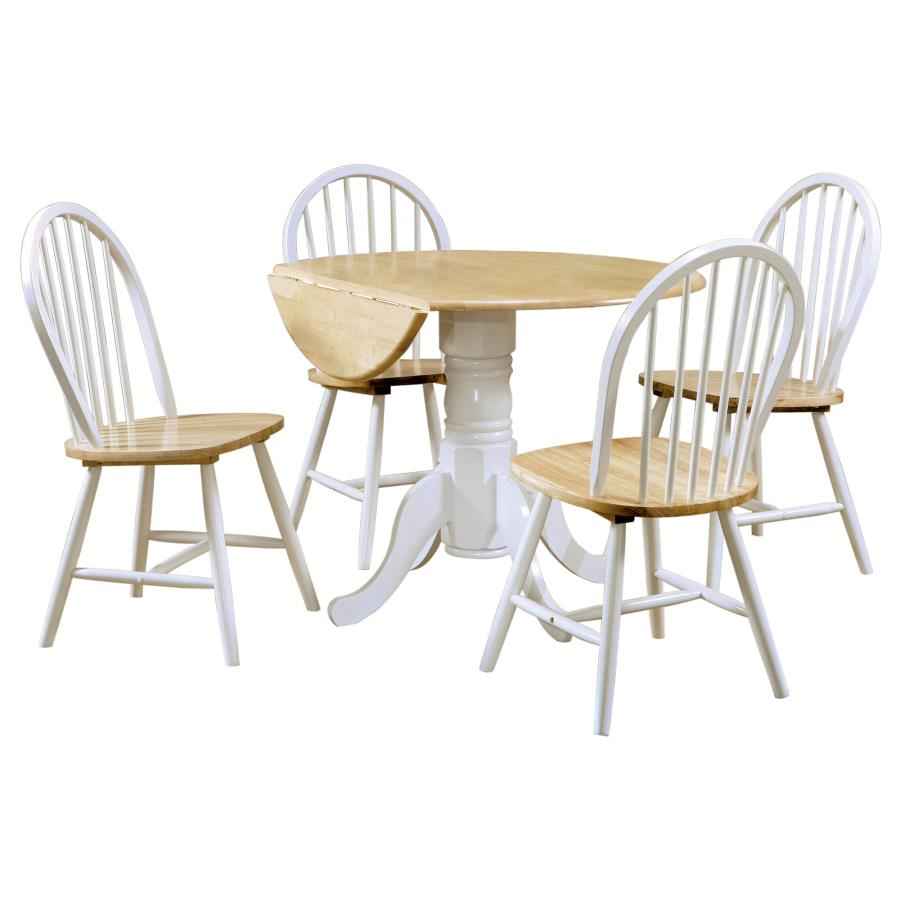 Allison 5-piece Round Drop Leaf Dining Table Set White - Home & Sleep Outlet