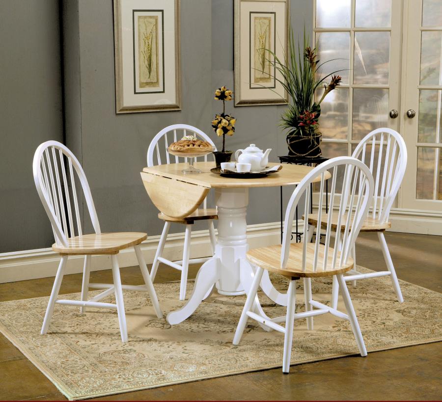 Allison Round 40-inch Drop Leaf Extension Dining Table White - Home & Sleep Outlet
