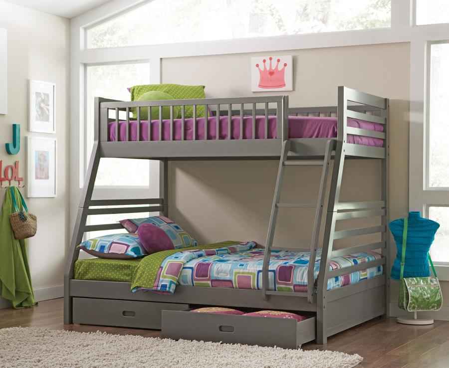 Ashton 2-drawer Wood Twin Over Full Bunk Bed Grey - Home & Sleep Outlet