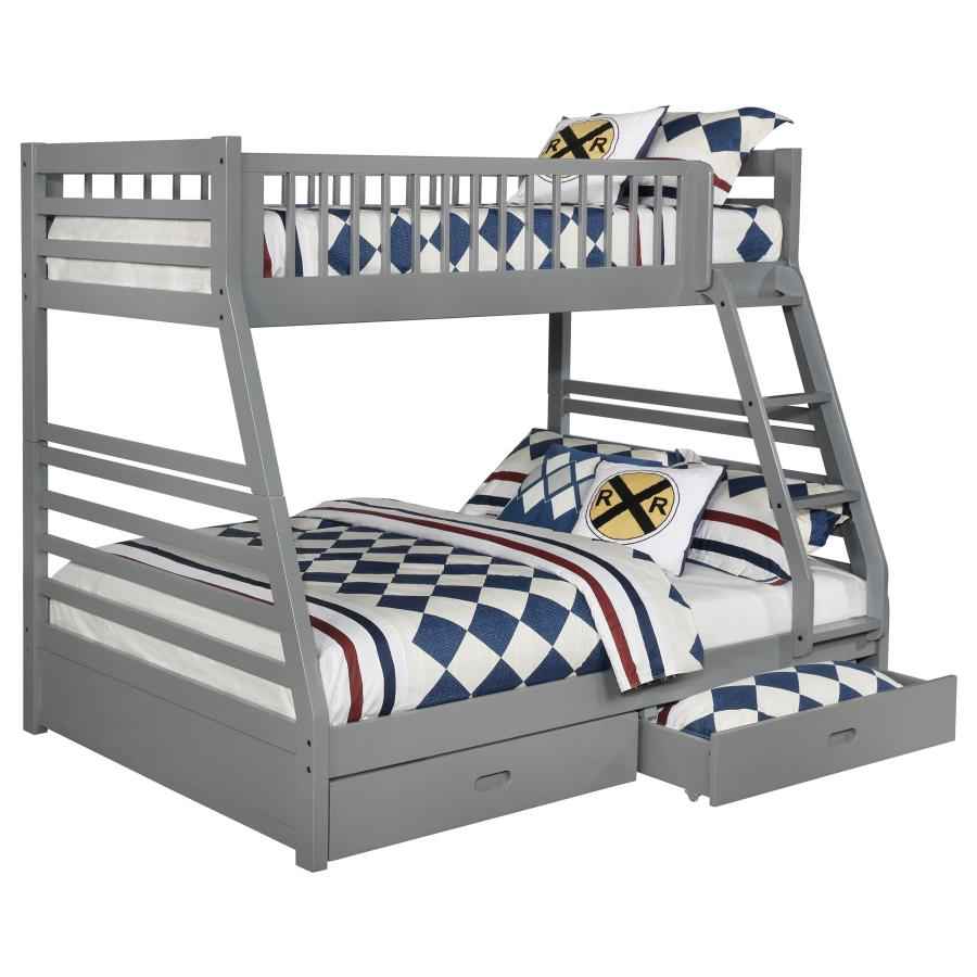 Ashton 2-drawer Wood Twin Over Full Bunk Bed Grey - Home & Sleep Outlet