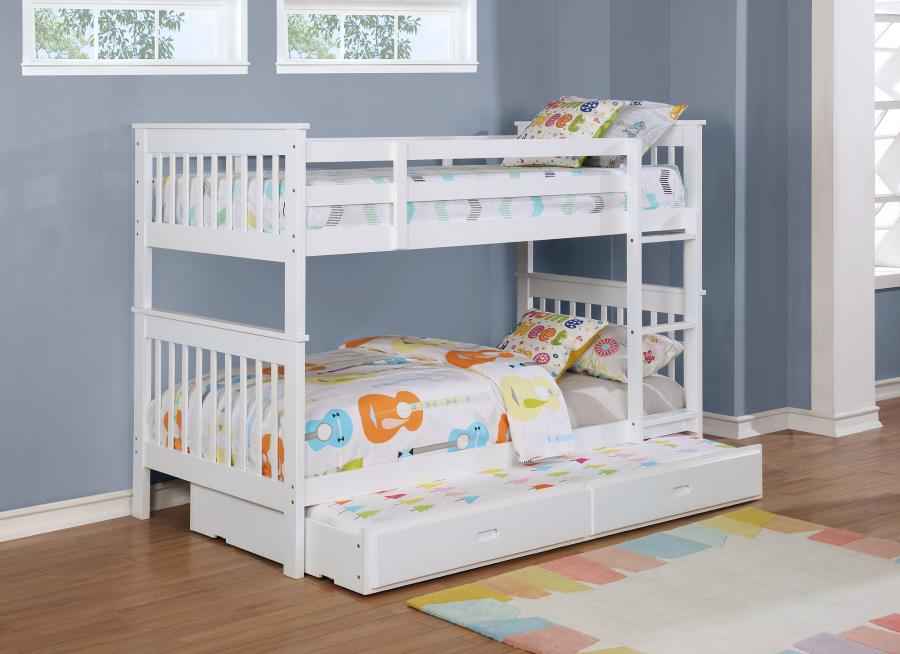 Chapman Wood Twin Over Twin Bunk Bed White - Home & Sleep Outlet
