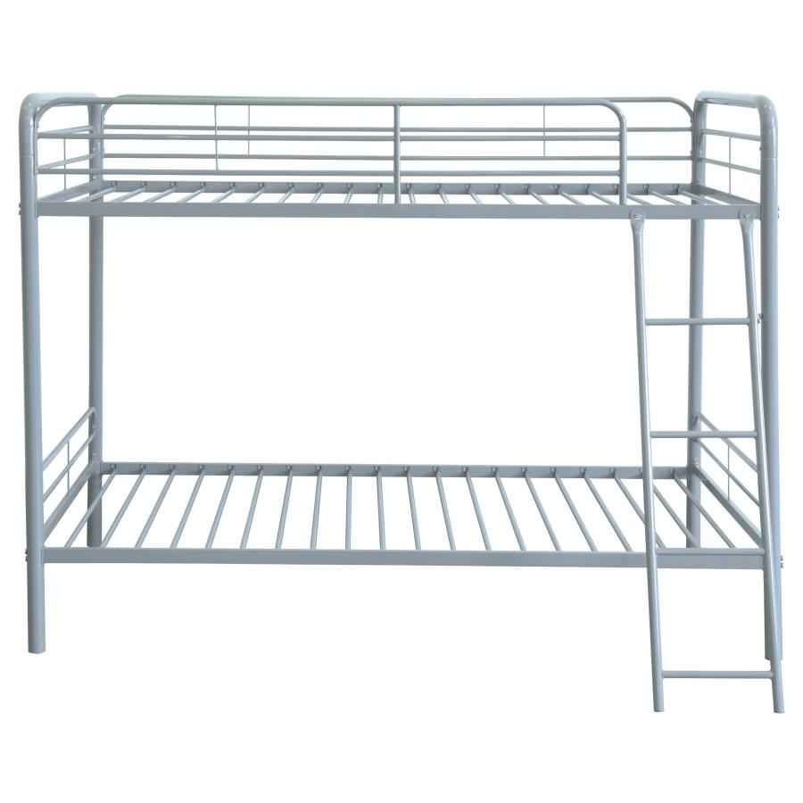 Carson Metal Twin Over Twin Bunk Bed Glossy Silver - Home & Sleep Outlet
