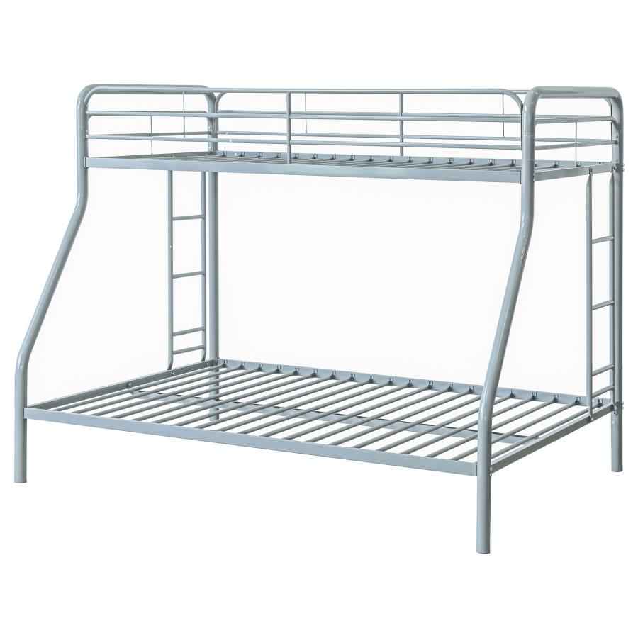 Carson Metal Twin Over Full Bunk Bed Glossy Silver - Home & Sleep Outlet