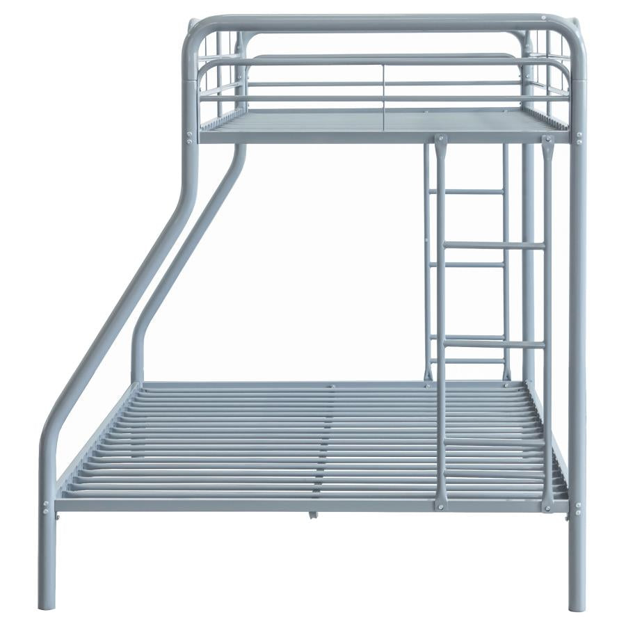 Carson Metal Twin Over Full Bunk Bed Glossy Silver - Home & Sleep Outlet