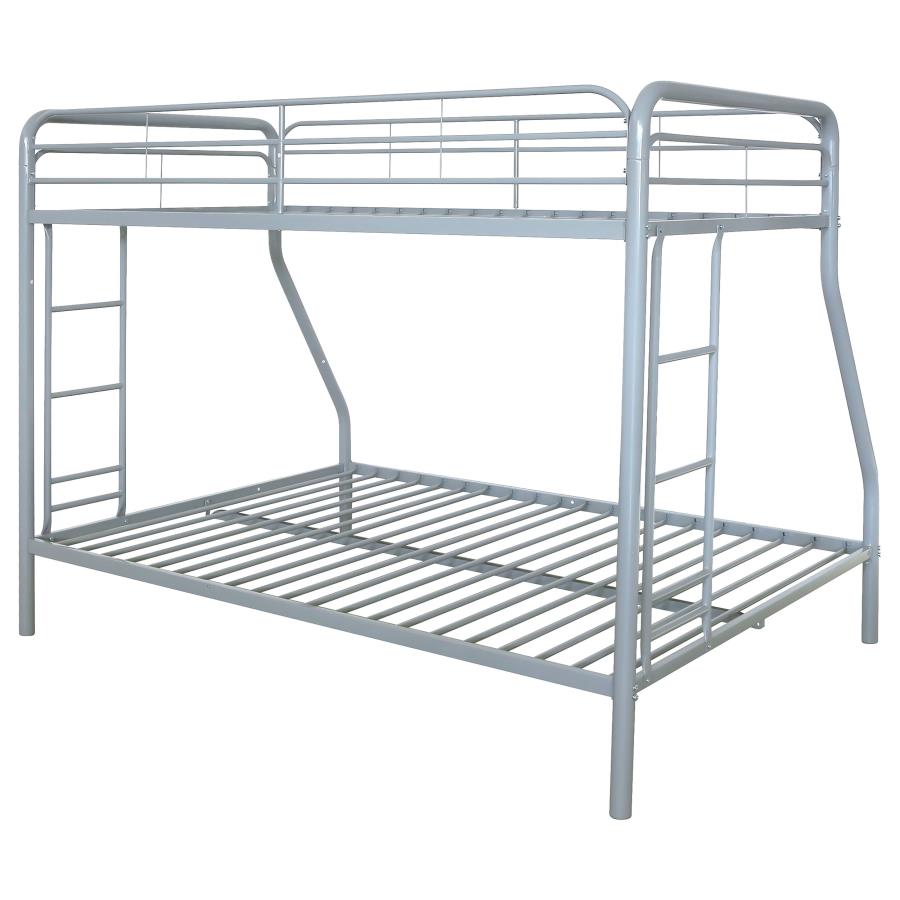 Carson Metal Twin Over Full Bunk Bed Glossy Silver - Home & Sleep Outlet
