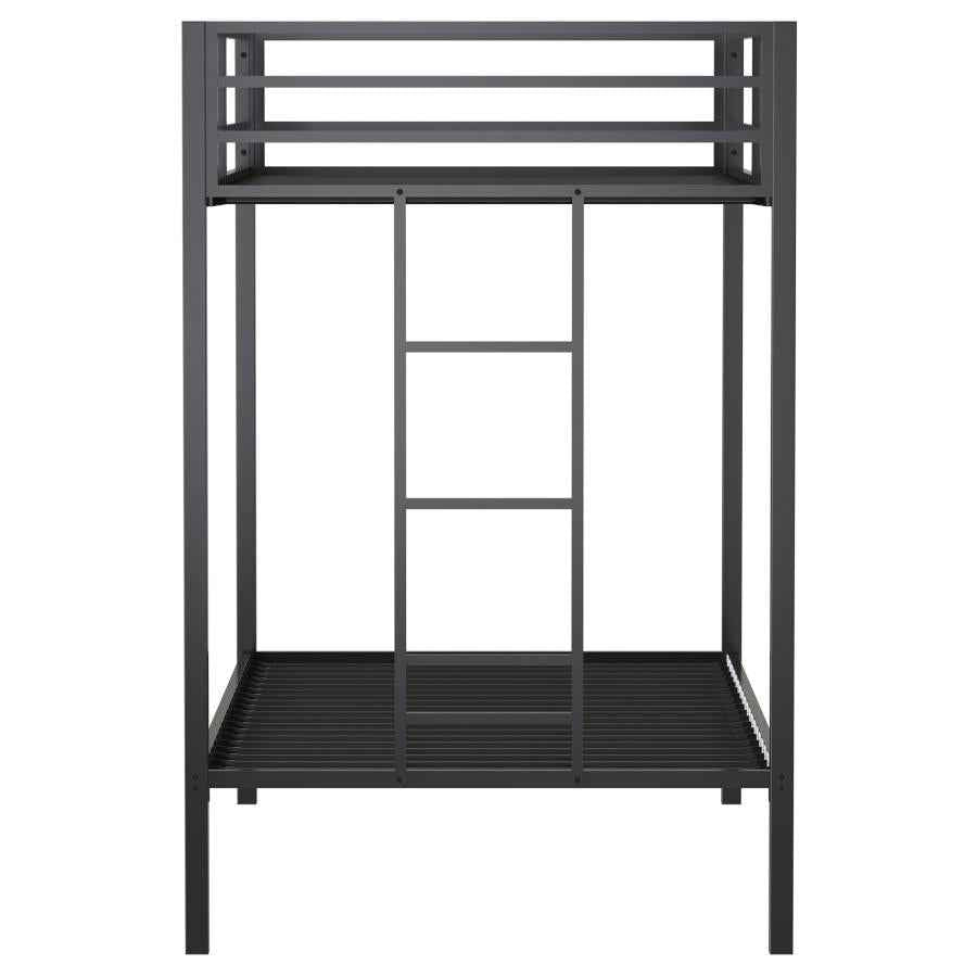 Alevera Metal Twin Over Twin Bunk Bed with Ladder Black - Home & Sleep Outlet