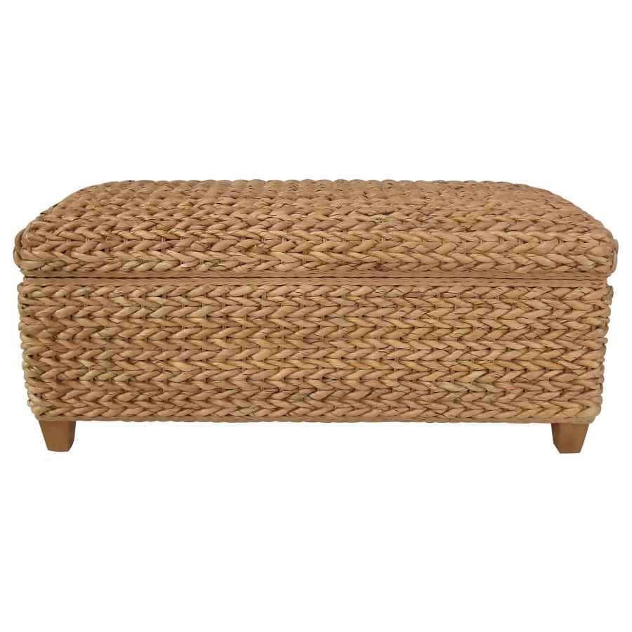 Laughton Hand-Woven Banana Leaf Storage Bench Natural