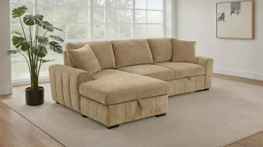 Pastrana Upholstered Sleeper Sectional Sofa LAF Chaise Camel