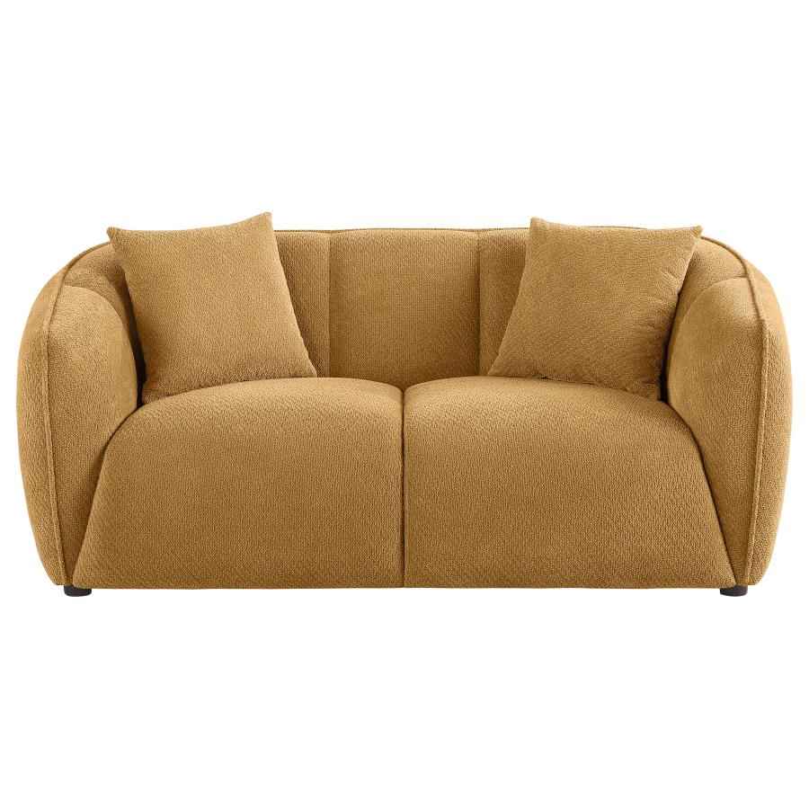 Aleisha Fabric Upholstered Loveseat Mustard Yellow
