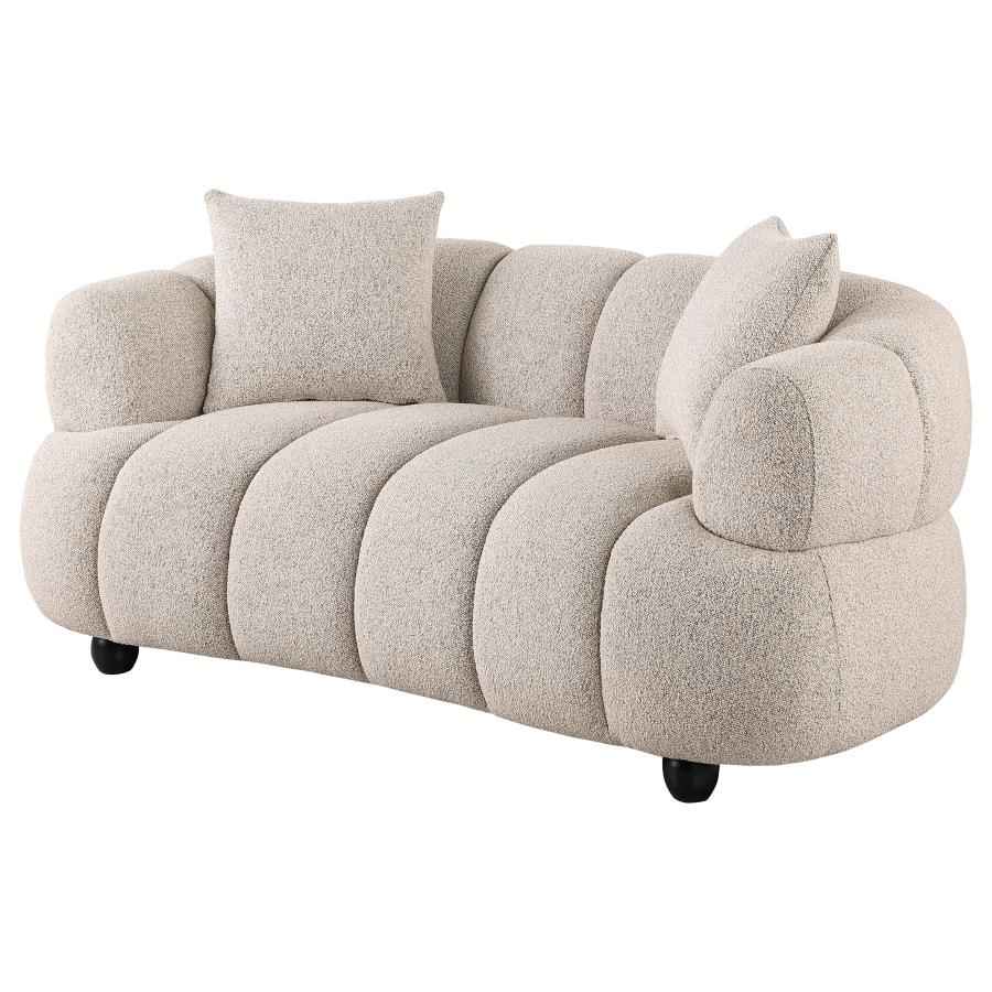 Whitney Contemporary Channel Tufted Woven Fabric Upholstered Loveseat