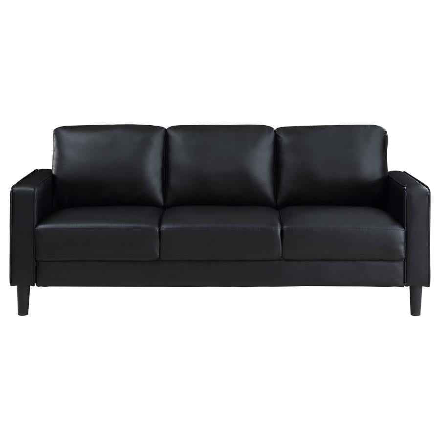 Ruth 3-piece Upholstered Track Arm Sofa Set Black