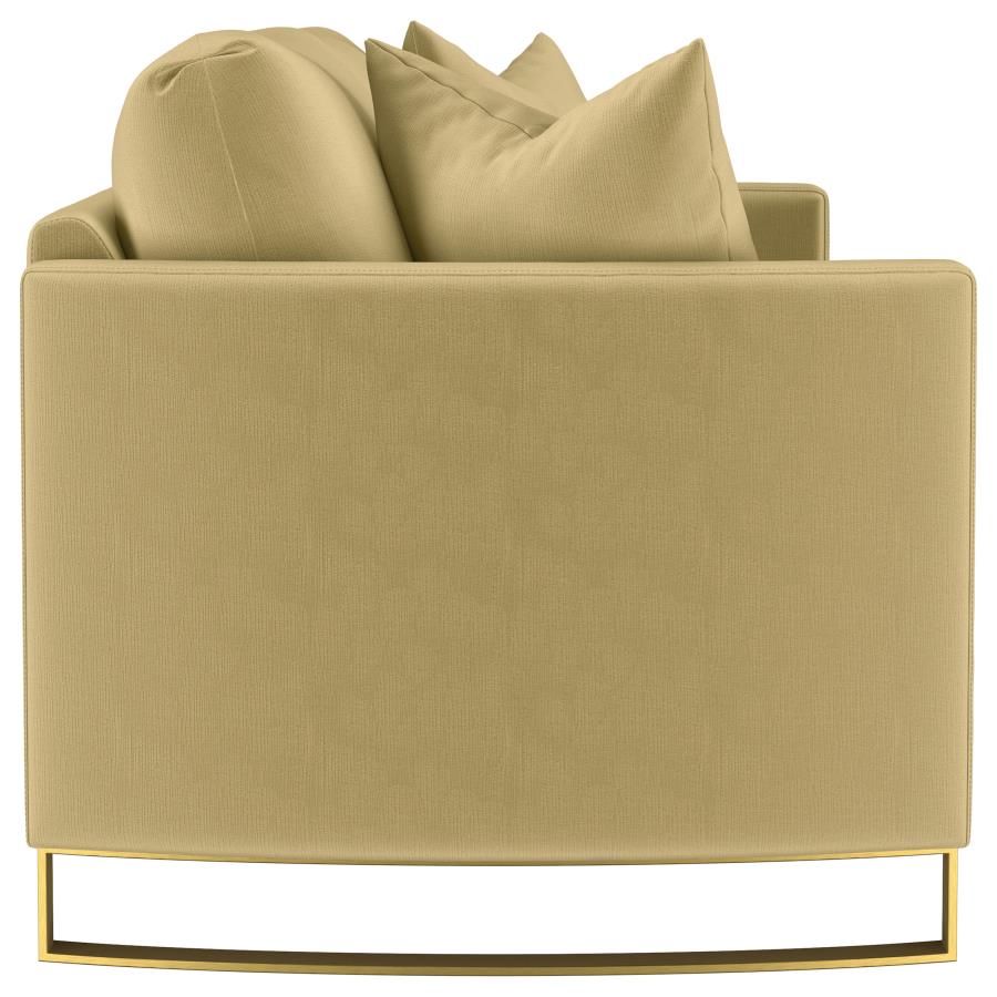 Corliss Upholstered Curved Track Arm Sofa Camel