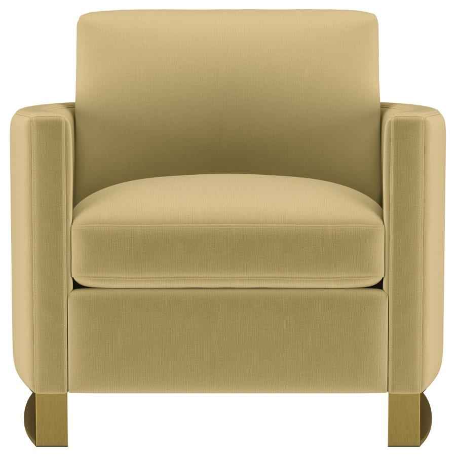 Corliss Upholstered Curved Track Arm Chair Camel