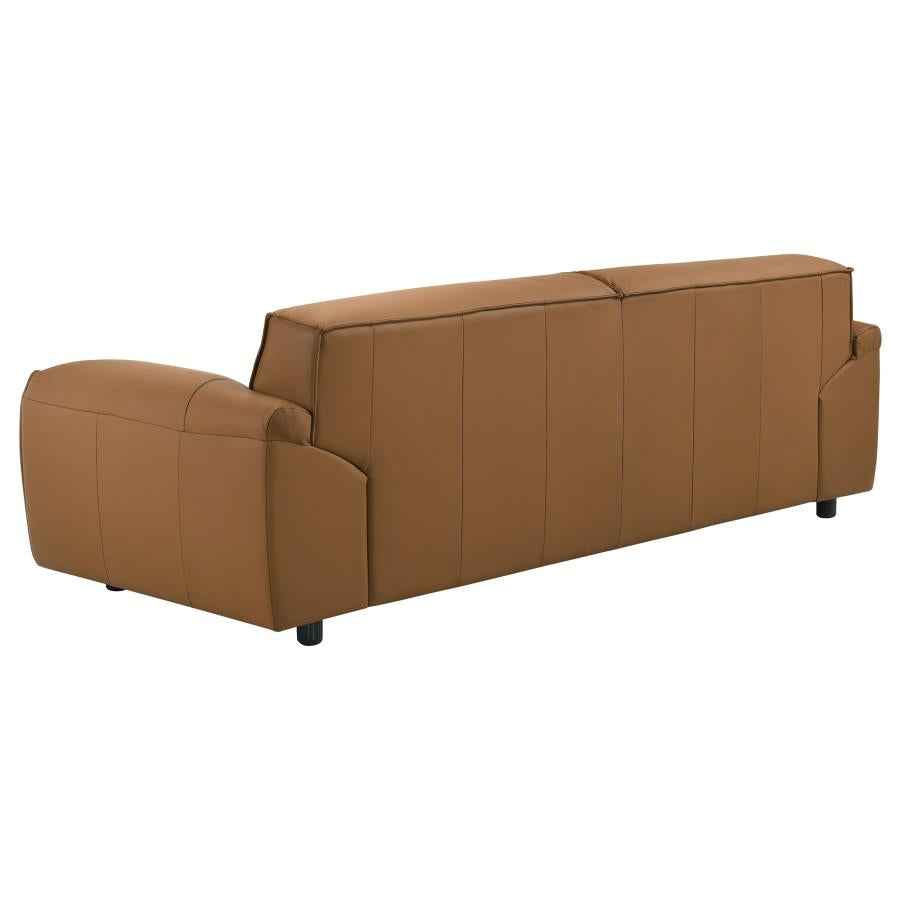 Buxton Top Grain Leather Upholstered Sofa Orange
