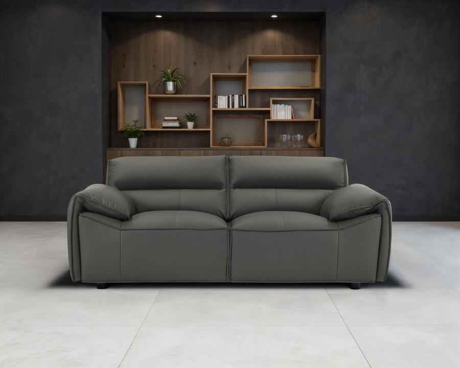 Buxton Top Grain Leather Upholstered Loveseat Graphite