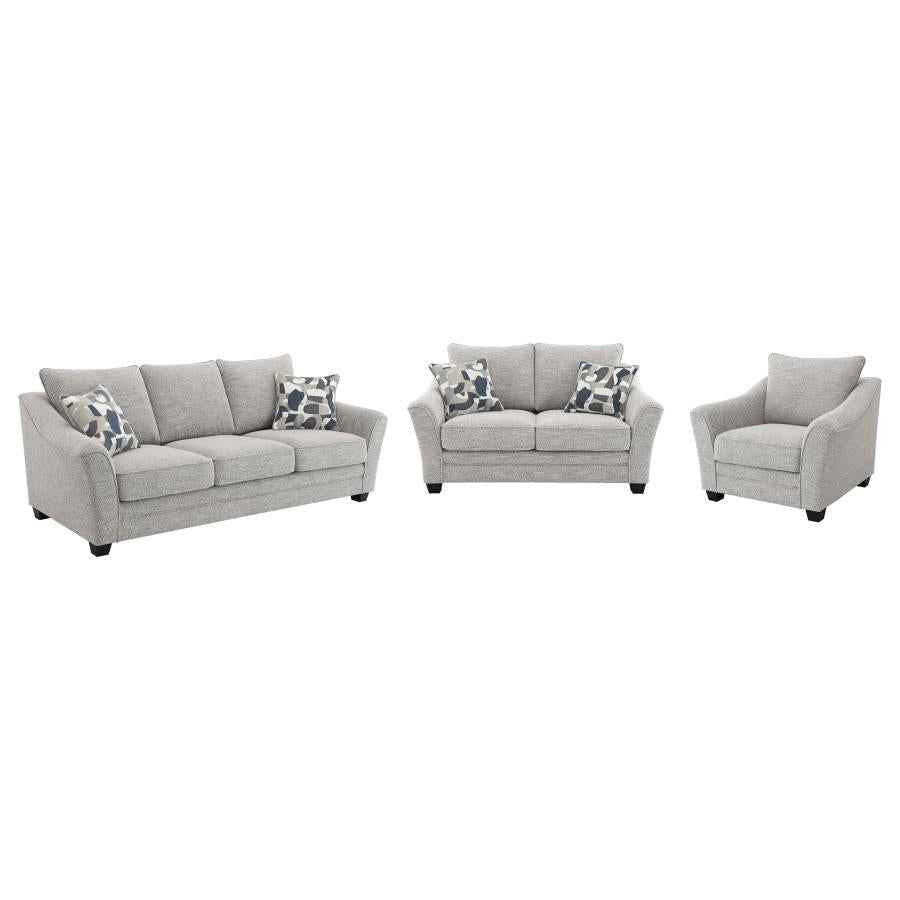 Tomkins 3-piece Boucle Upholstered Sofa Set Light Grey - Home & Sleep Outlet