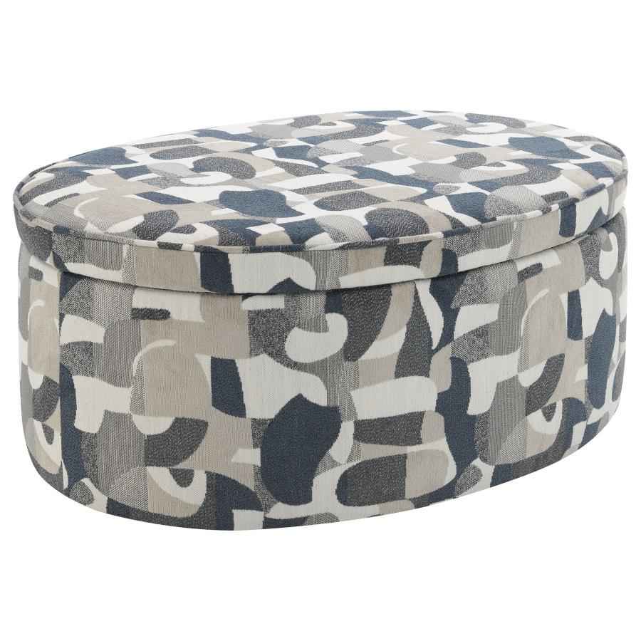 Tomkins Oval Upholstered Storage Ottoman Indigo Blue - Home & Sleep Outlet