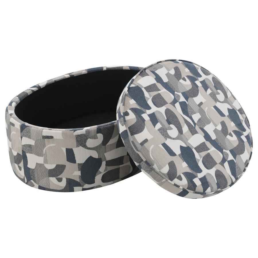 Tomkins Oval Upholstered Storage Ottoman Indigo Blue - Home & Sleep Outlet