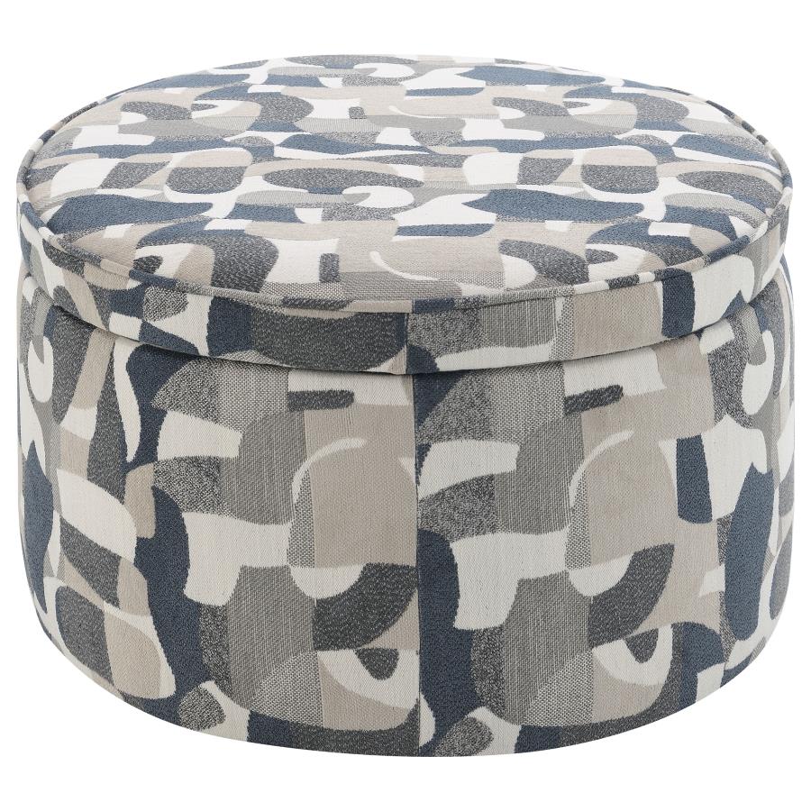 Tomkins Oval Upholstered Storage Ottoman Indigo Blue - Home & Sleep Outlet