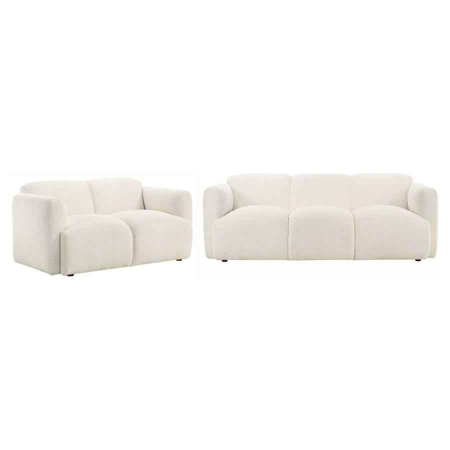 Dorset 2-piece Upholstered Round Track Arm Sofa Set White - Home & Sleep Outlet