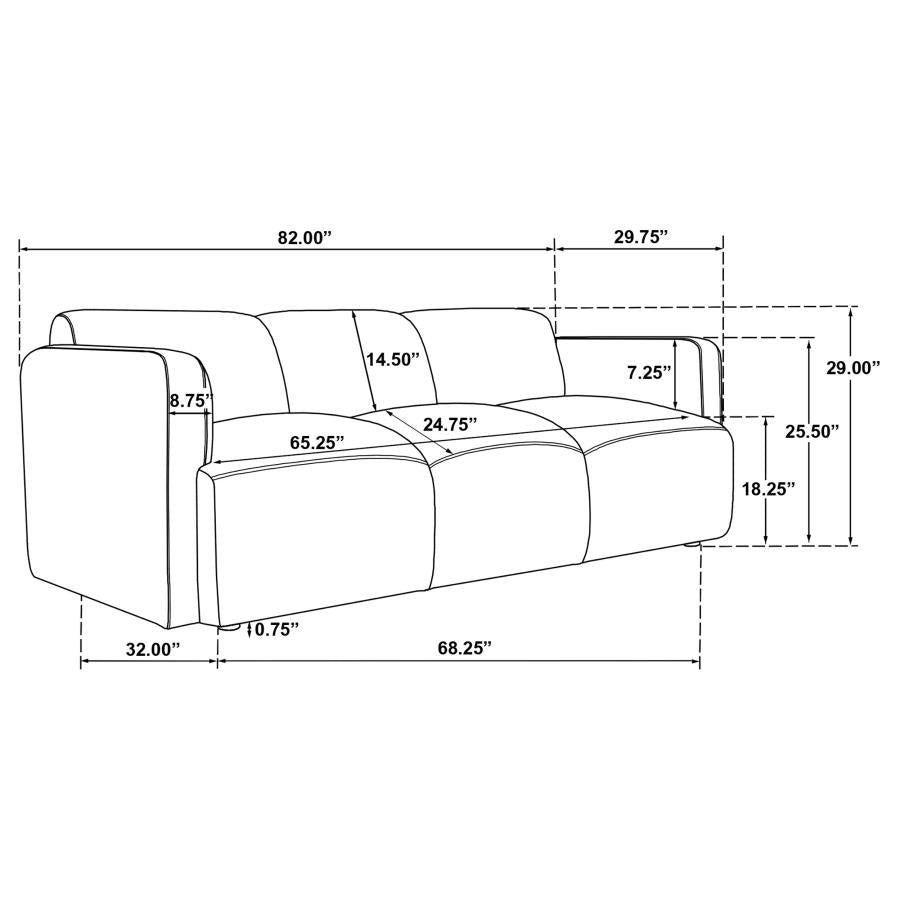 Dorset 3-piece Upholstered Round Track Arm Sofa Set White - Home & Sleep Outlet
