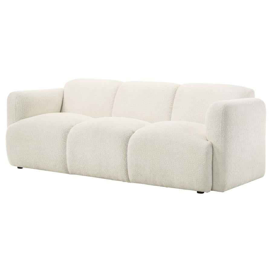 Dorset Fabric Upholstered Round Track Arm Sofa White - Home & Sleep Outlet