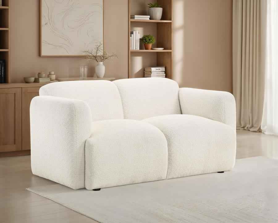 Dorset Fabric Upholstered Round Track Arm Loveseat White - Home & Sleep Outlet