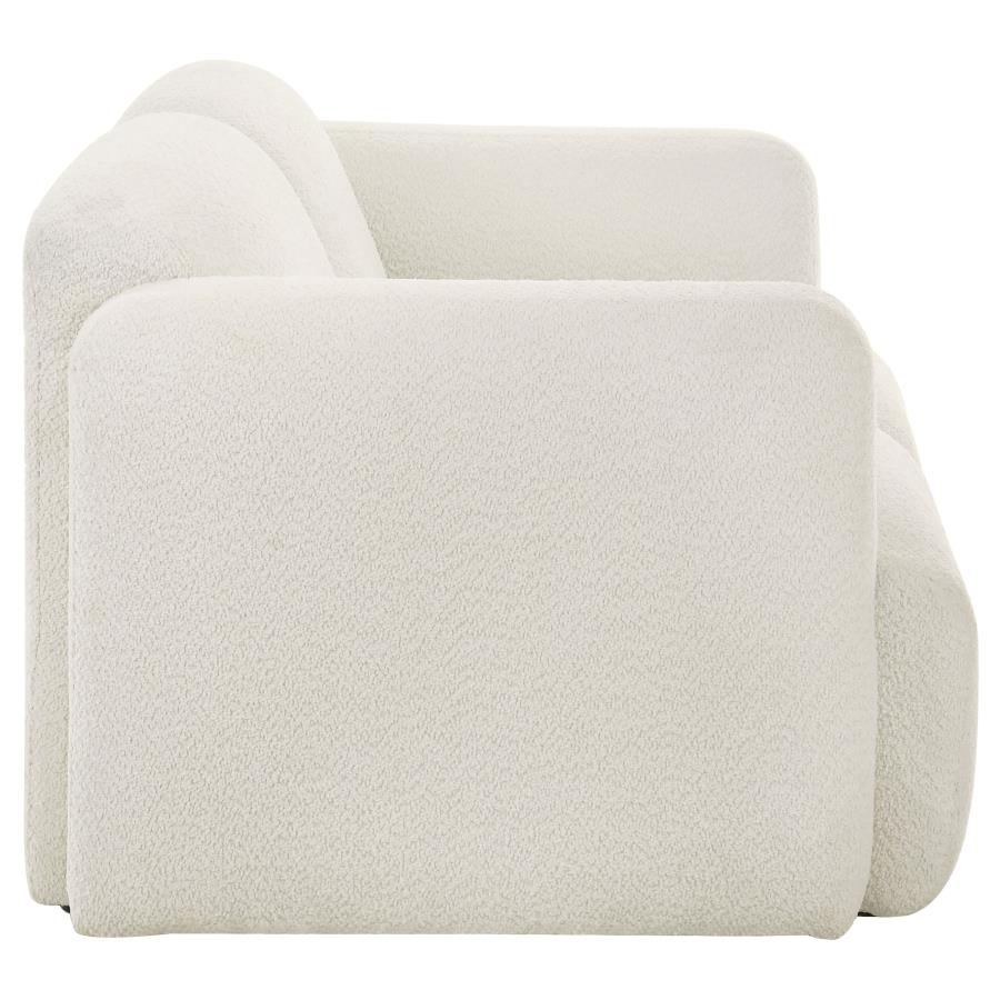 Dorset Fabric Upholstered Round Track Arm Loveseat White - Home & Sleep Outlet