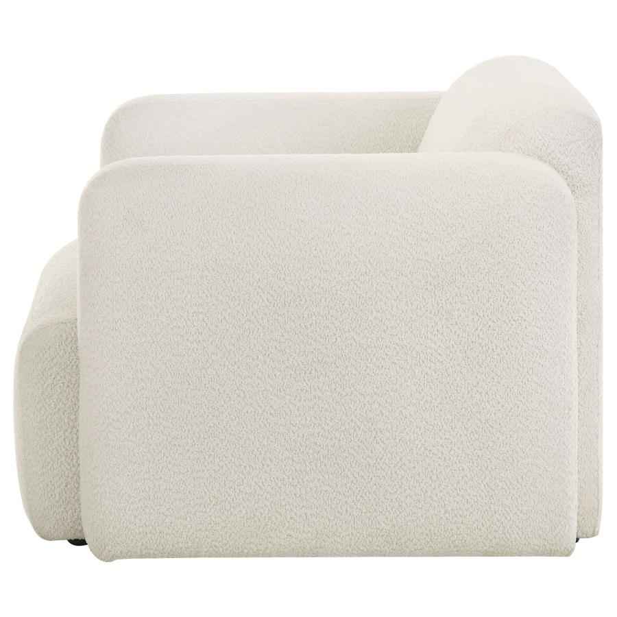 Dorset Fabric Upholstered Round Track Arm Accent Chair White - Home & Sleep Outlet