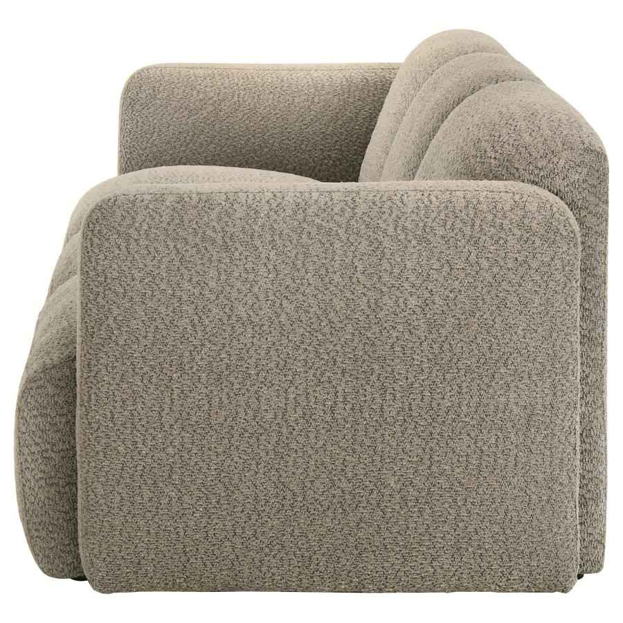 Dorset Fabric Upholstered Round Track Arm Sofa Brown - Home & Sleep Outlet