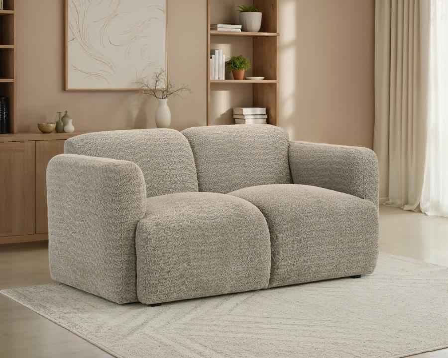 Dorset Fabric Upholstered Round Track Arm Loveseat Brown - Home & Sleep Outlet