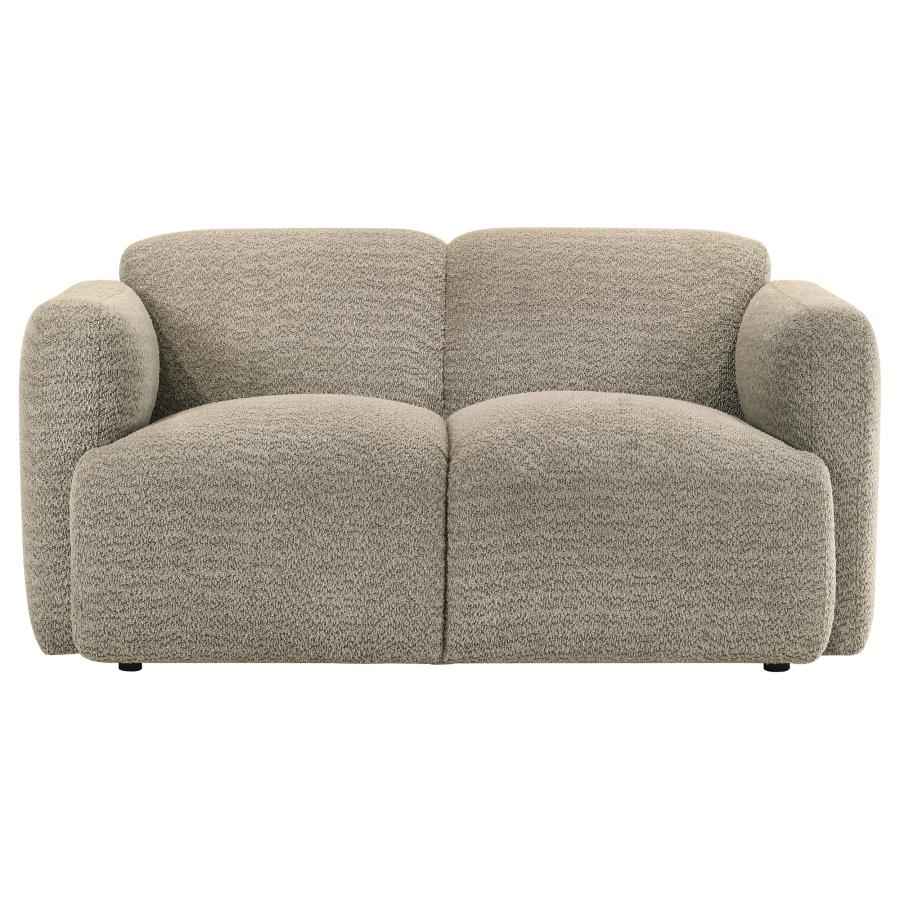 Dorset Fabric Upholstered Round Track Arm Loveseat Brown - Home & Sleep Outlet