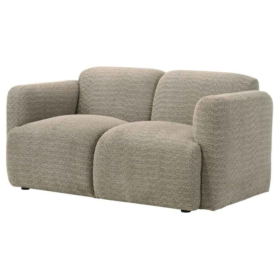 Dorset Fabric Upholstered Round Track Arm Loveseat Brown - Home & Sleep Outlet