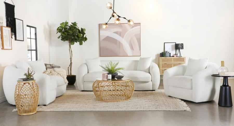Isabella 3-piece Faux Sheepskin Upholstered Sofa Set Natural - Home & Sleep Outlet