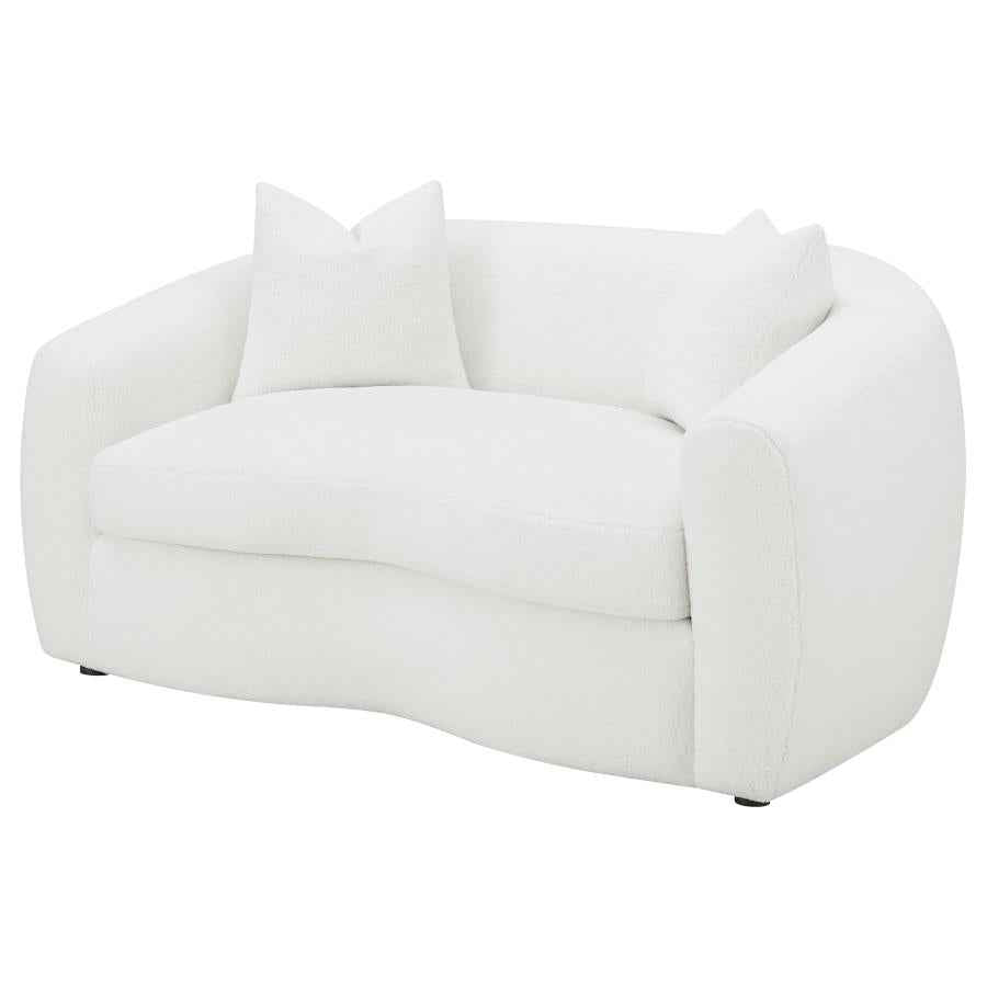 Isabella Faux Sheepskin Upholstered Loveseat Natural - Home & Sleep Outlet