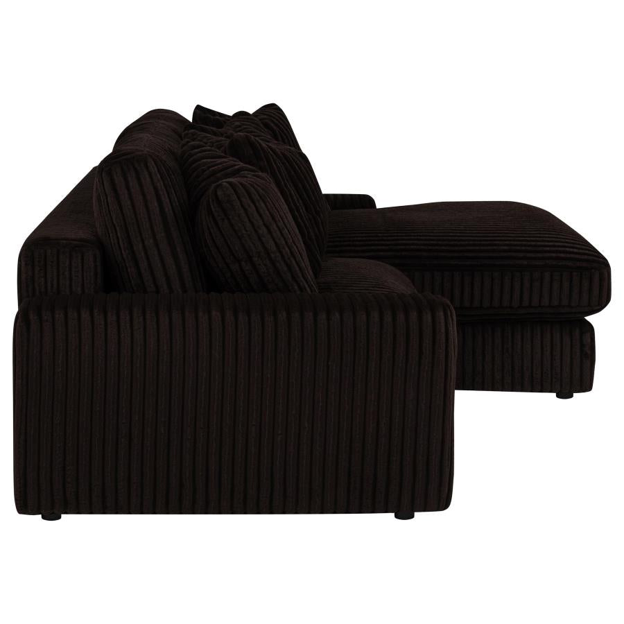 Blaine Upholstered Reversible Chaise Sectional Sofa Chocolate - Home & Sleep Outlet