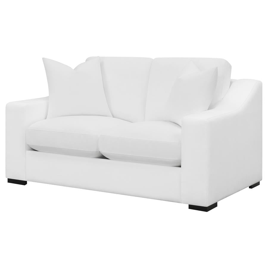 Ashlyn Upholstered Sloped Arm Loveseat White - Home & Sleep Outlet