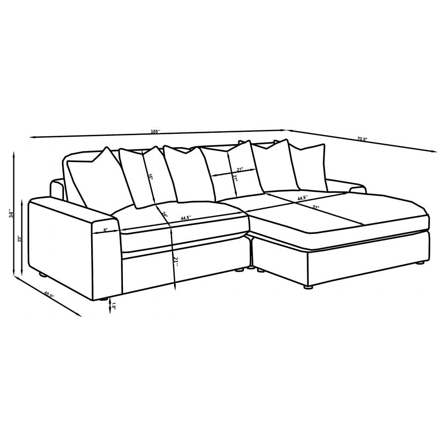 Blaine Upholstered Reversible Chaise Sectional Sofa Sand - Home & Sleep Outlet