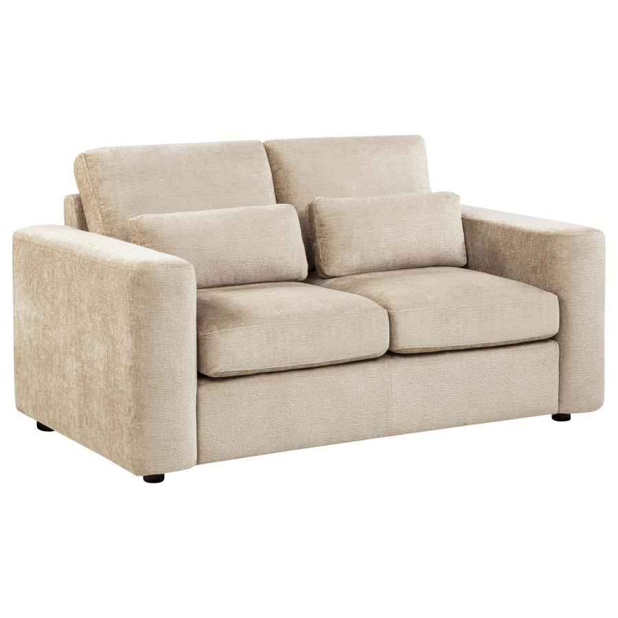 Amador Chenille Upholstered Track Arm Loveseat Camel