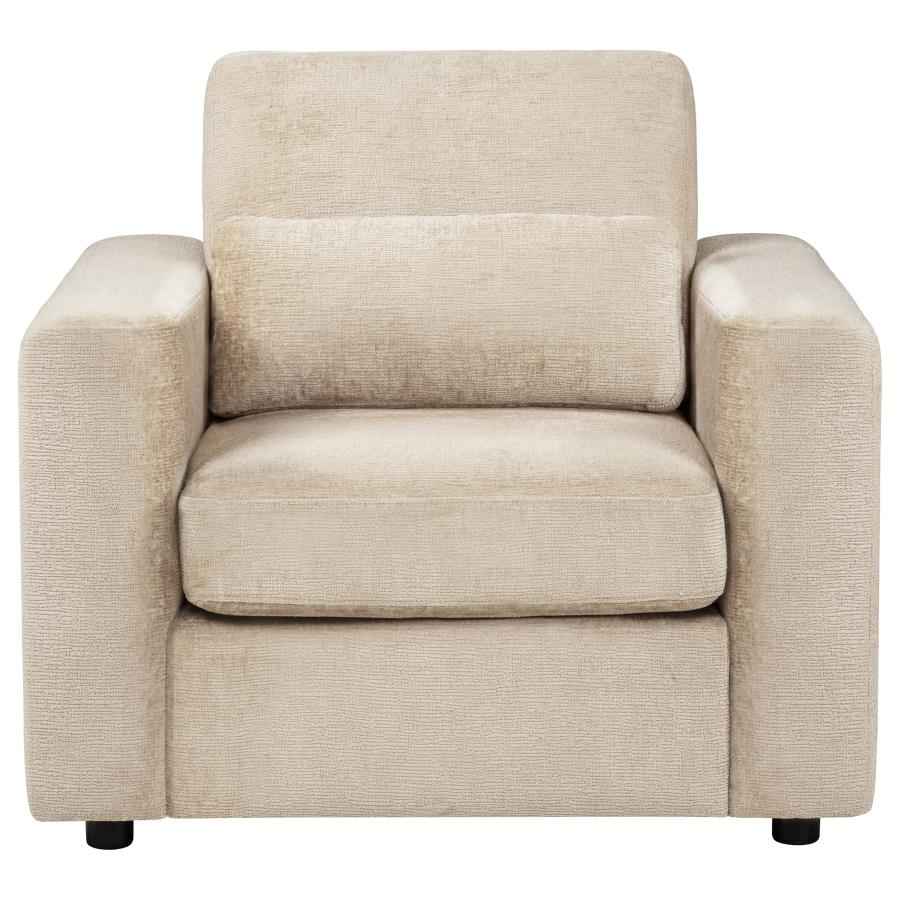 Amador Chenille Upholstered Track Arm Accent Chair Camel