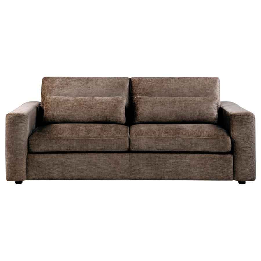 Amador Chenille Upholstered Track Arm Sofa Chocolate