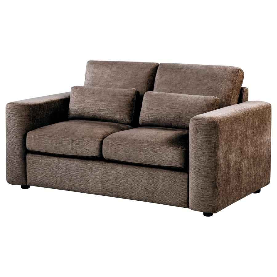 Amador Chenille Upholstered Track Arm Loveseat Chocolate