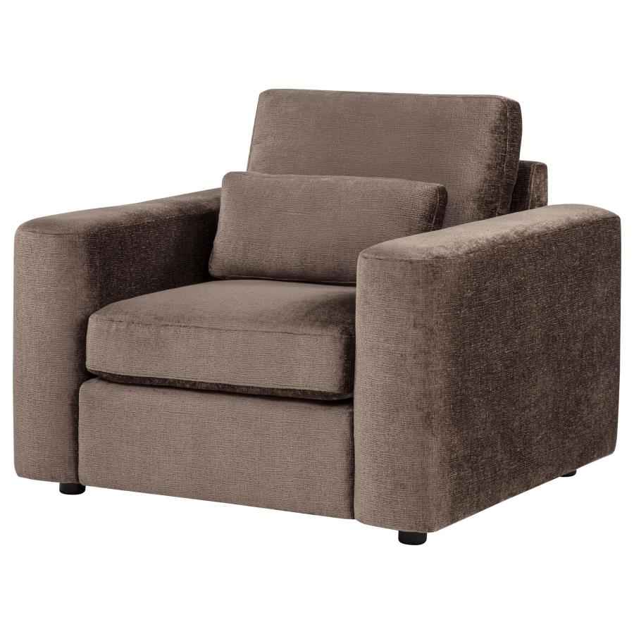 Amador Chenille Upholstered Track Arm Accent Chair Chocolate