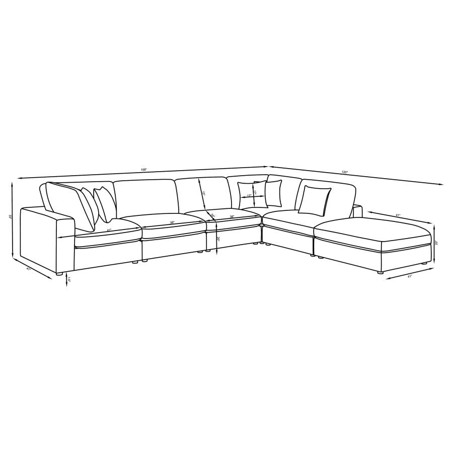 Serene 6-piece Upholstered Modular Sectional Sofa Charcoal