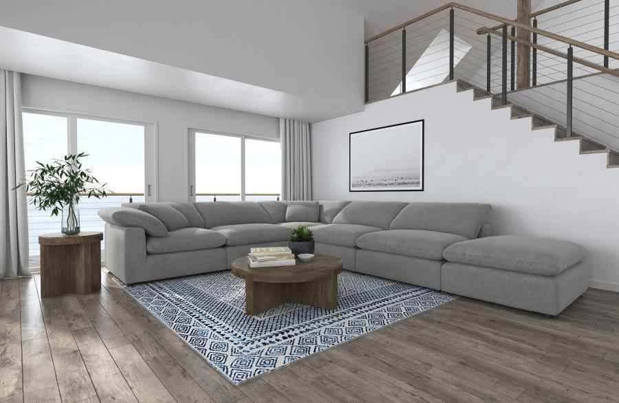 Raleigh 6-piece Boucle Upholstered Modular Sectional Grey