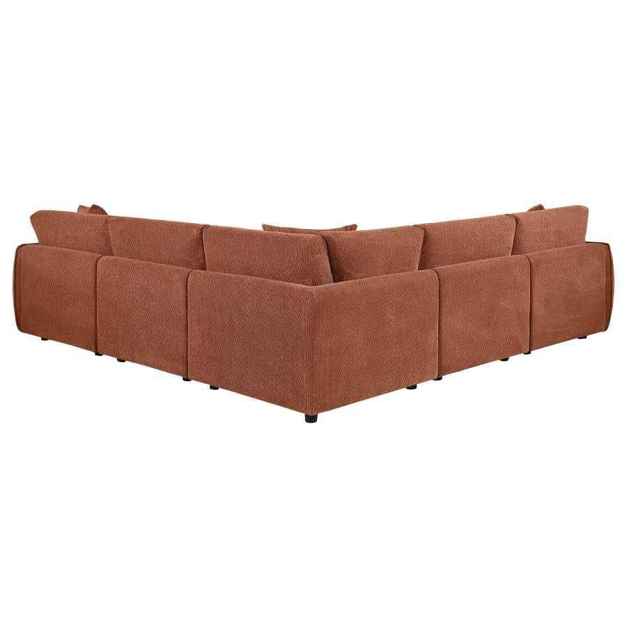 Elysia 5-piece Fabric Upholstered Modular Sectional Sofa Coral