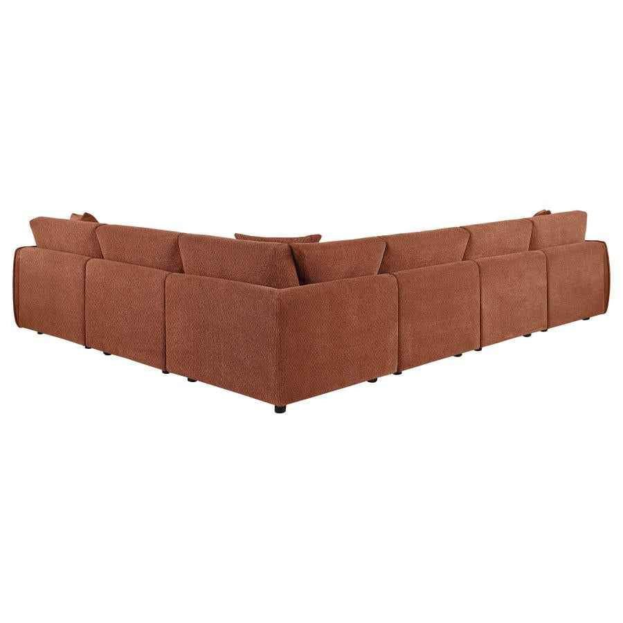 Elysia 6-piece Fabric Upholstered Modular Sectional Sofa Coral