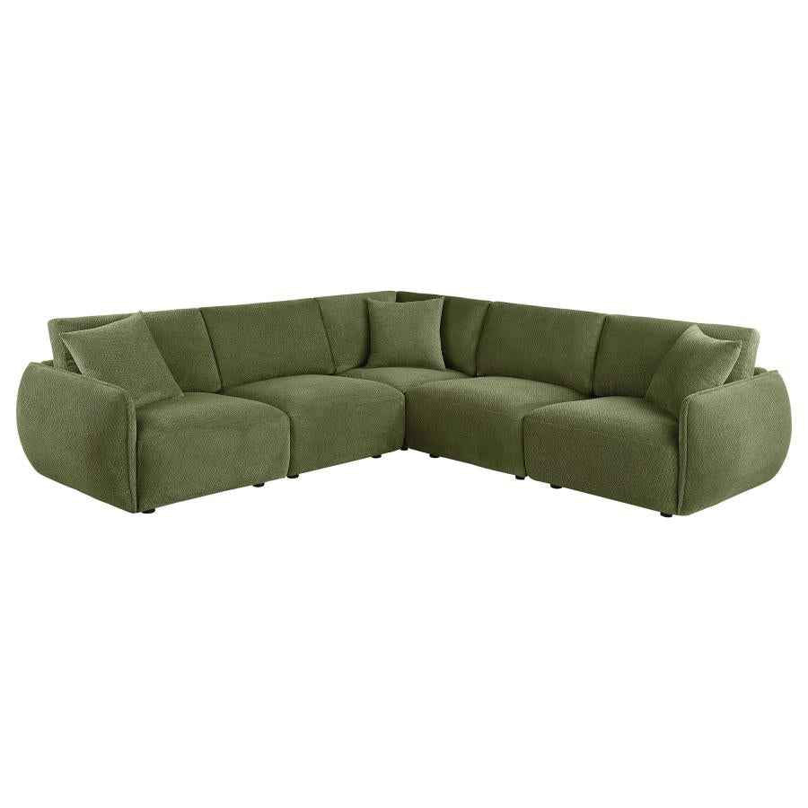 Elysia 5-piece Fabric Upholstered Modular Sectional Sofa Green