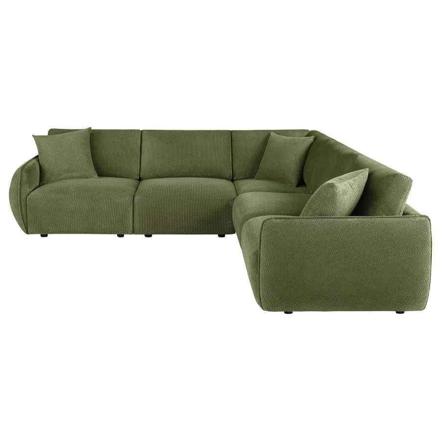 Elysia 5-piece Fabric Upholstered Modular Sectional Sofa Green